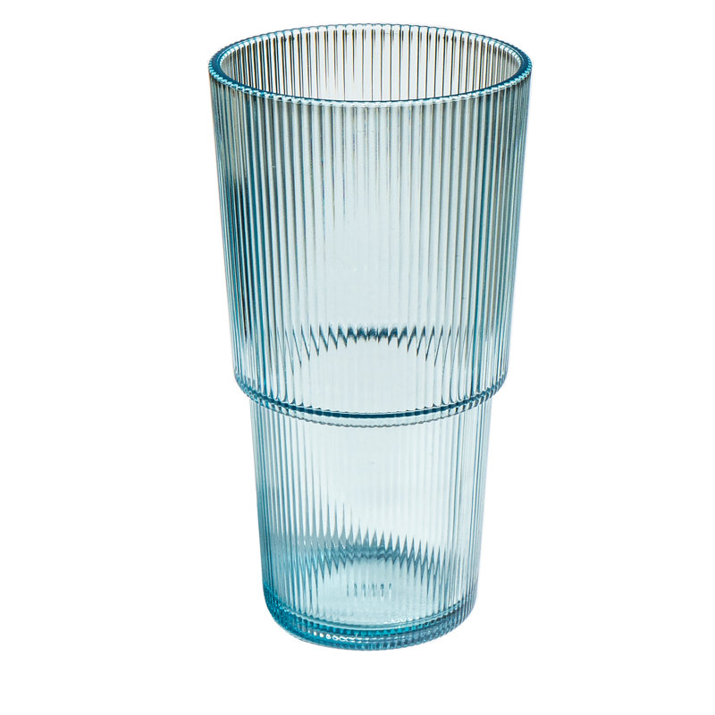 Verre fin en acrylique à nervures fines, Bleu, 16.8