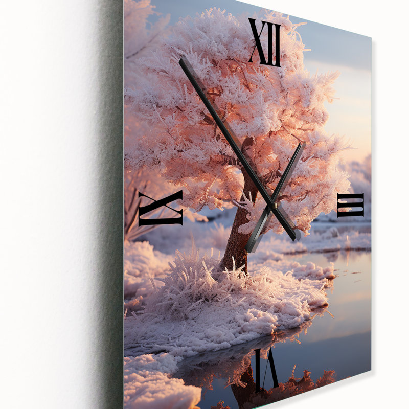 Horloge murale paysage d'hiver Frozen Sunlight III, Très grand