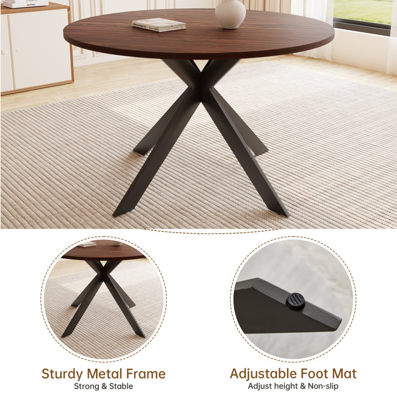 Eilee Wood and Faux Leather Dining Table Set, Brown, Brown, 3 Pieces: Table, 2 Chairs
