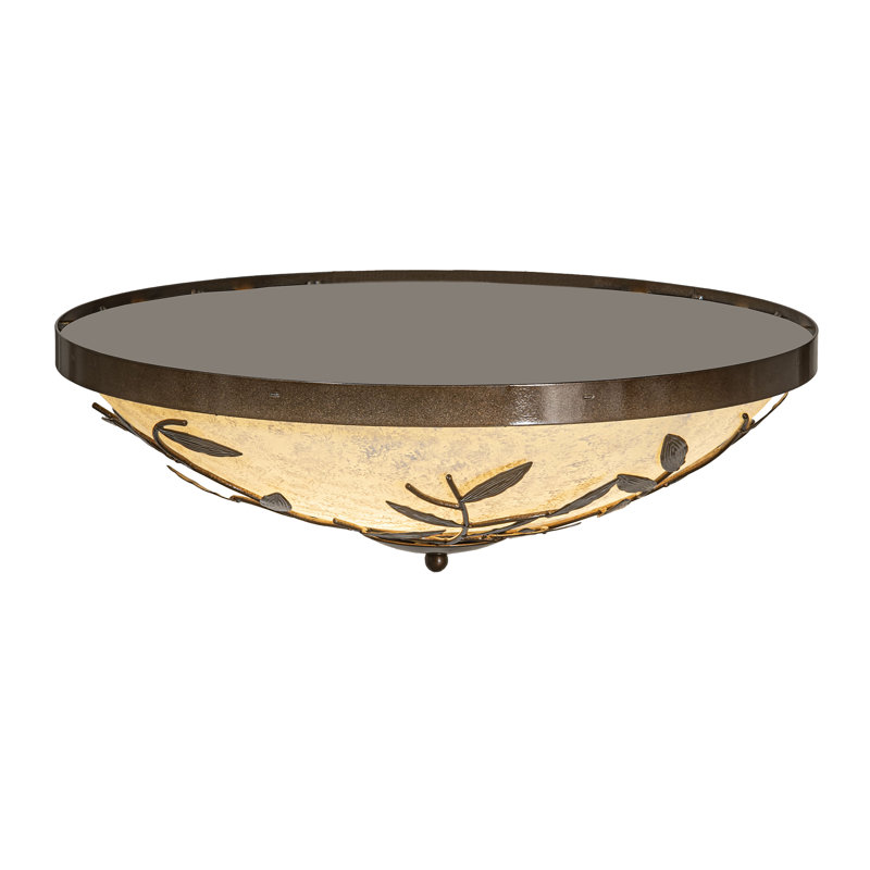 3 - Light Flush Mount, Antique Hammered Gold