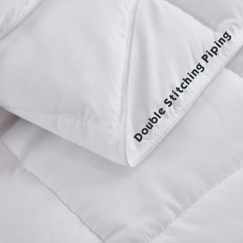 Ensemble d'édredon 3 pièces - Édredon en duvet synthétique réversible toutes saisons avec taie décorative - Insert de couette matelassé avec languettes de coin - Surpiqûre de boîte - Respirant, doux, moelleux