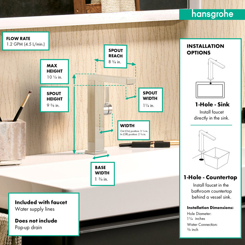 hansgrohe Tecturis E à un trou fin 240, 1,2 gal / min, Brushed Black Chrome