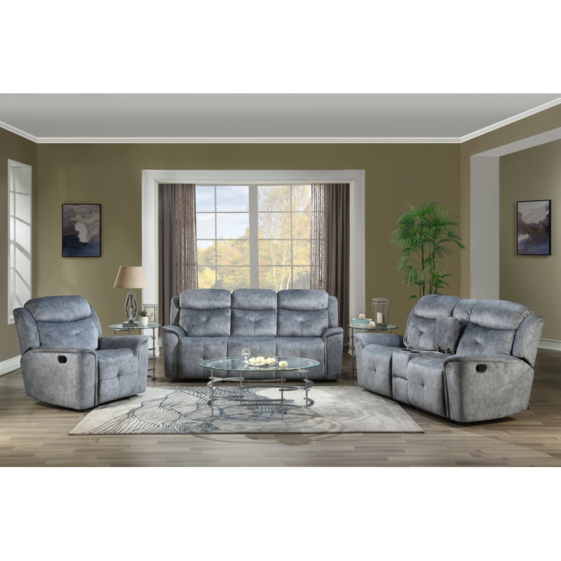 Zahir 75" Flared Arm Reclining Loveseat, Silver Grey