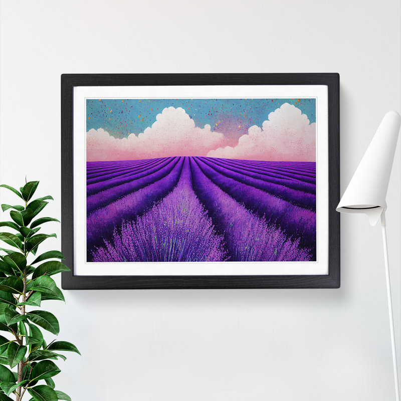 Head Turning Flower Field - Single Picture Frame Print, Black, 46cm H x 64cm W x 2cm D