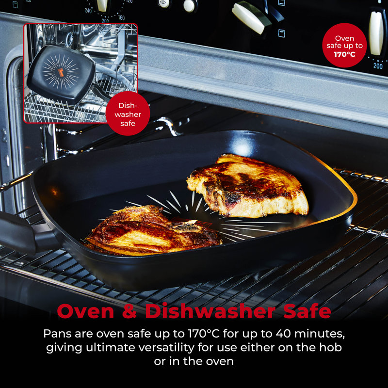 Tower T800307 SmartStart Forged 26cm Aluminium Grill Pan with Aeroglide Pro Non-Stick Coating, Induction Compatible