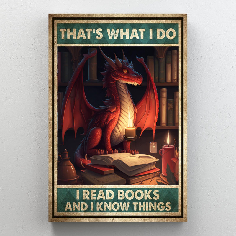 " Dragon I Read Books ", 36" H x 24" W x 1.25" D