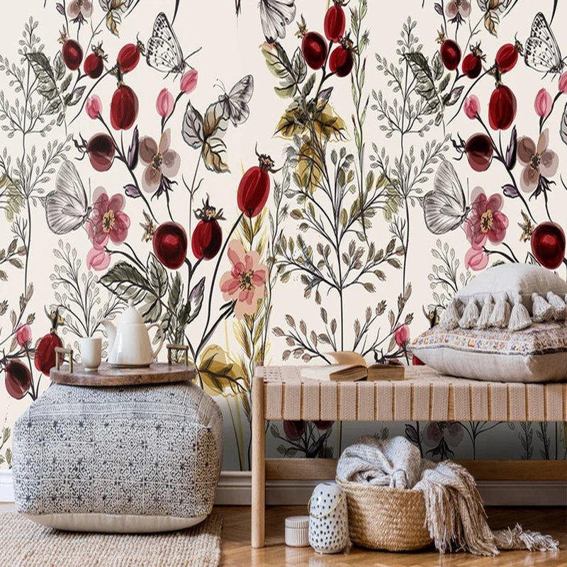 Wild Berry Garden With Butterflies, 96" L  X 108" W