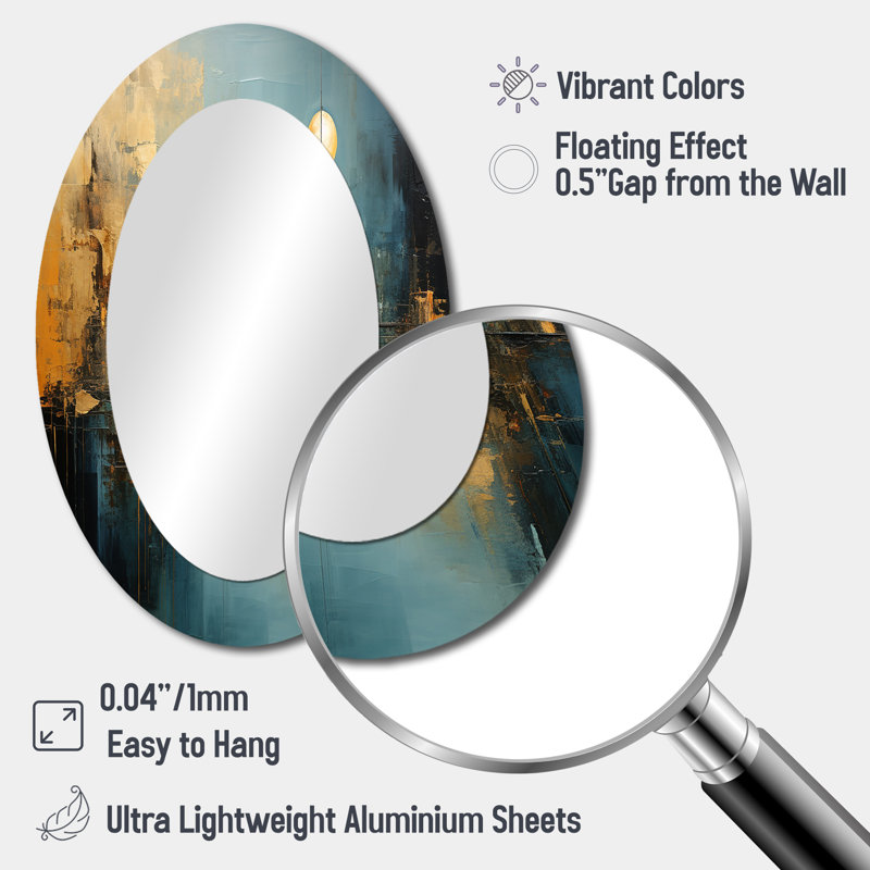 Miroir mural Teal Orange Bold Energy I - Teal, 36 po x 24 po