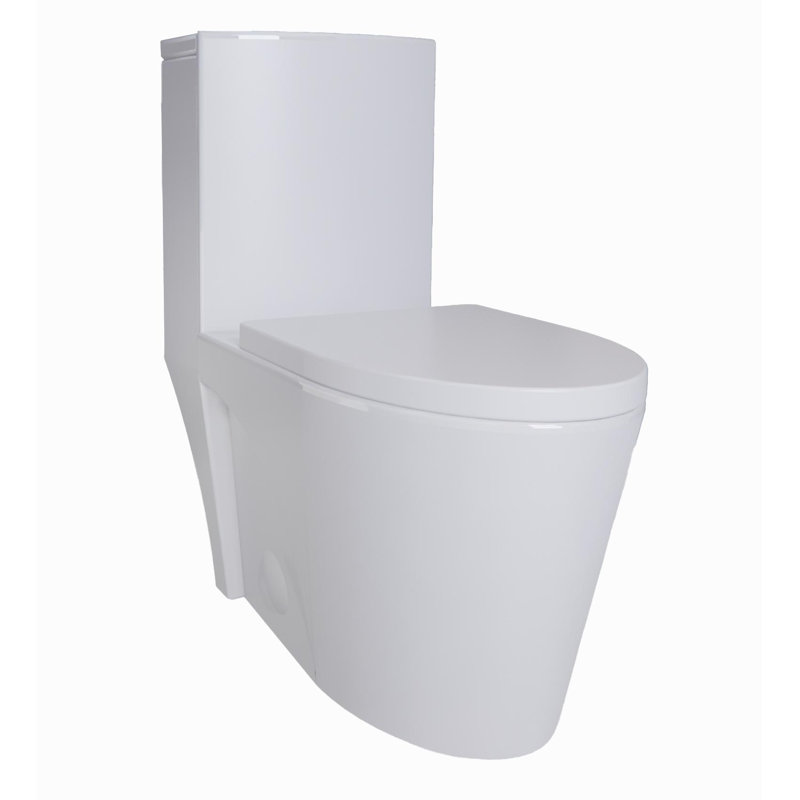 One Piece Elongated Toilet, Large Size Siphonic Dual Flush 1.1/1.6 GPF, Floor-Discharge Compact Water-Saving Toilet, Glossy White
