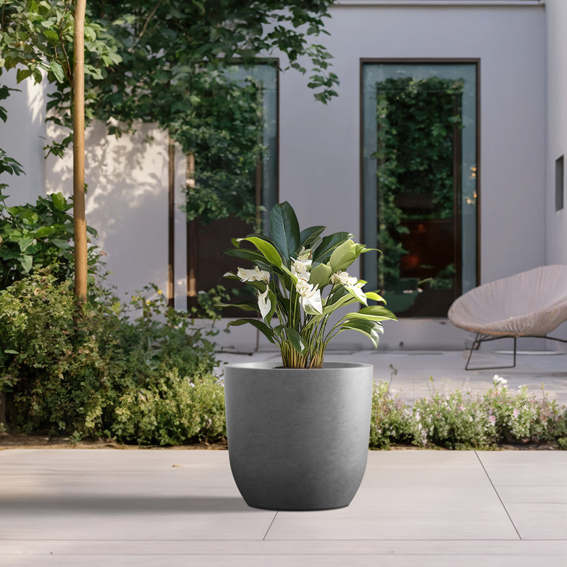 Pot à fleurs en béton Karola, Pierre, H 15,5 po x l 17 po x P 17 po