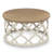 Mayenne Rustic Farmhouse Round Coffee Table with Distressed Wood Tray Top-604083157