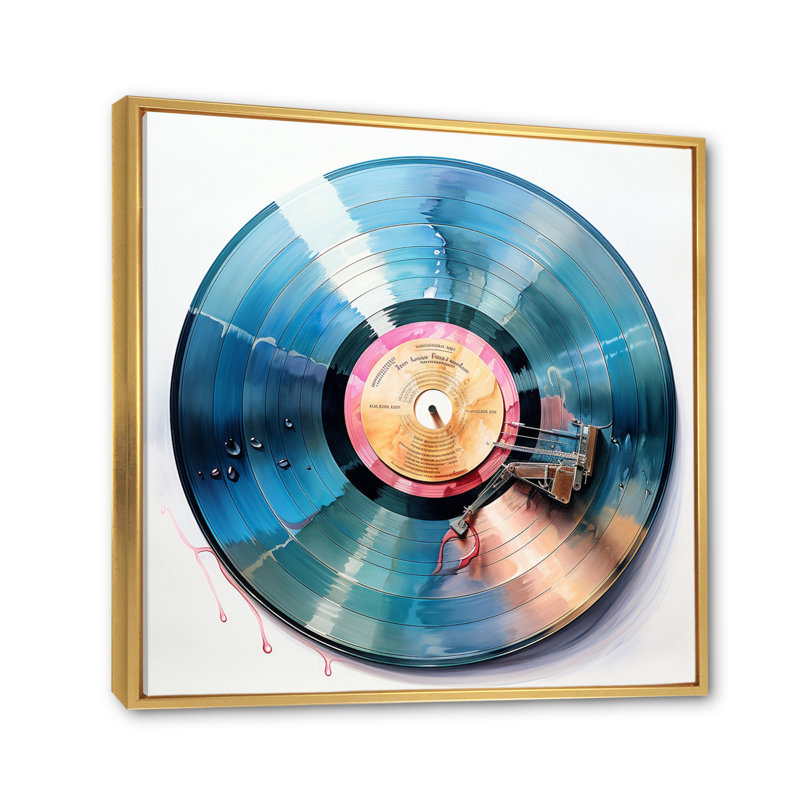 Vinyle, disques vinyle, reflets, Cadre flottant doré, H 30 po x l 30 po x P 1 po