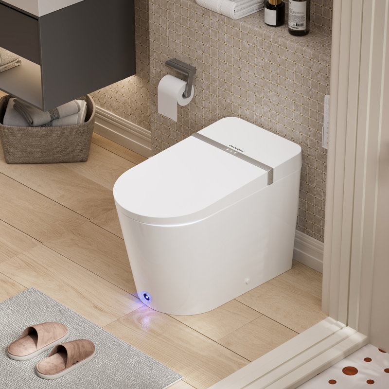 Modern Smart Toilet Elongated Bidet Toilet, Foot Sensor, Wider Heated Seat, Warm Dryer, Wireless Remote Control, Comfortable Chair Height Toilet