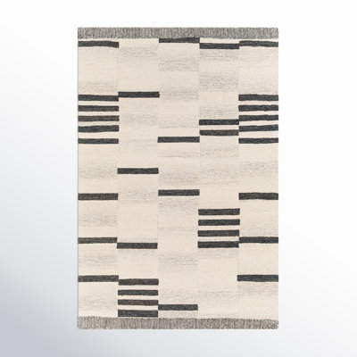 Uptown Striped Handmade Tufted Wool Cream/Black Area Rug