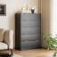 Ensemble de chambre à coucher 3 pièces, commode haute 5 tiroirs et 2 tables de chevet, noir-1053479867