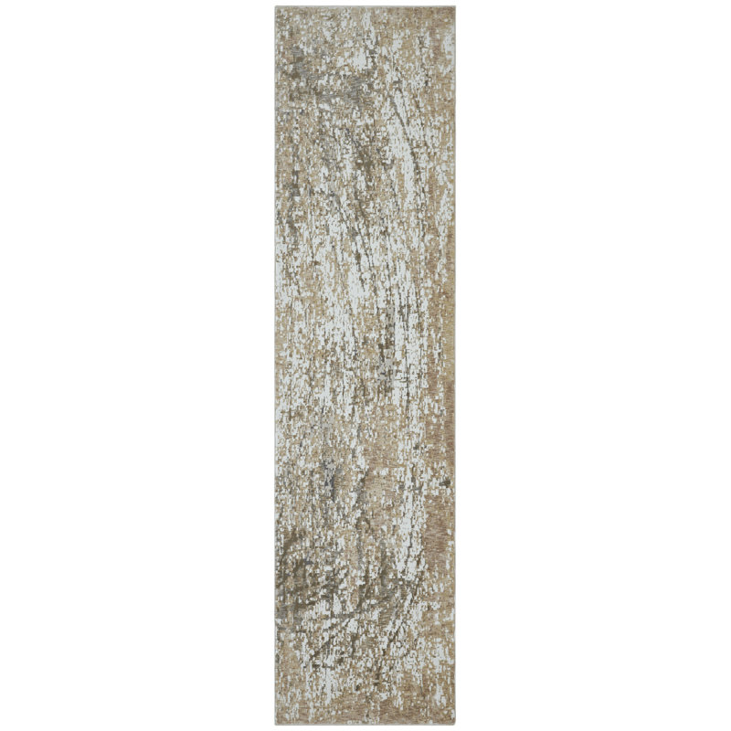 Narooma Sand Ivory Arc Abstract Area Rug, Runner 2'6" x 10'