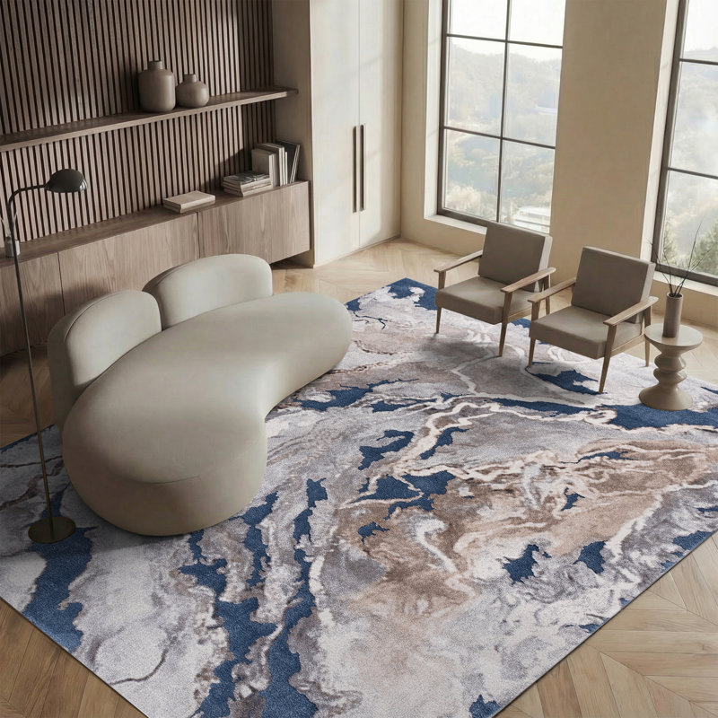 Tapis bleu / beige Amelia-Rae, Rectangle 8 pi x 10 pi