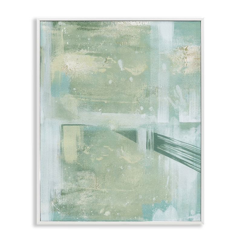 Giclée verte abstraite encadrée par Grace Popp, Giclée encadrée blanc bord de mer, H 20 po x l 16 po