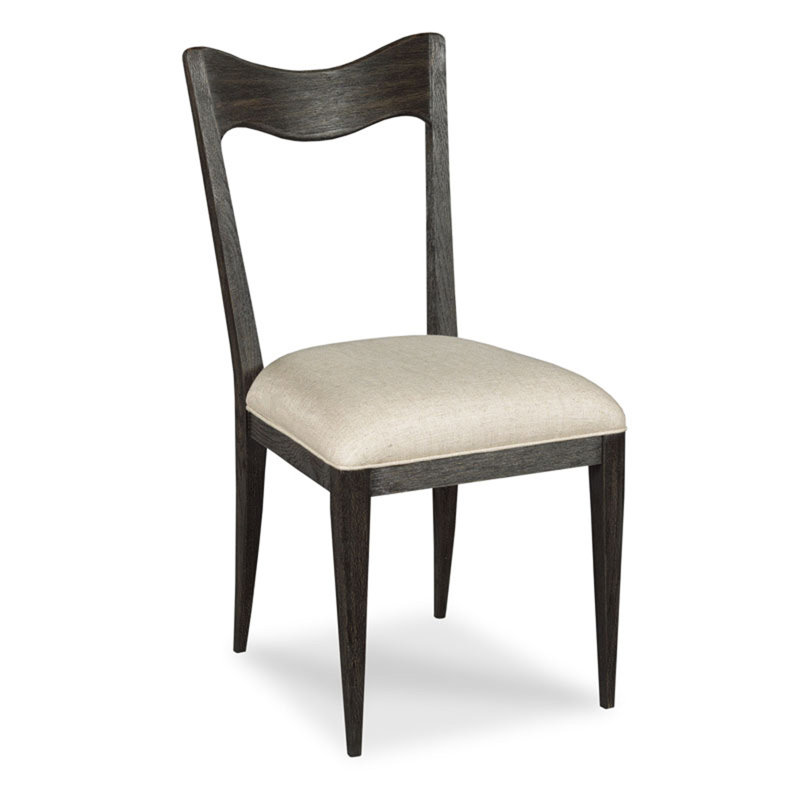 Silhouette 20'' H Linen Upholstered Oak Side Chair, Worn Black