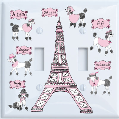 Poodle in Paris 2-Gang Toggle Light Switch Wall Plate
