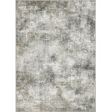 Tapis 8 x 10, lavable, abstrait moderne, antidérapant, à poils courts, ardoise