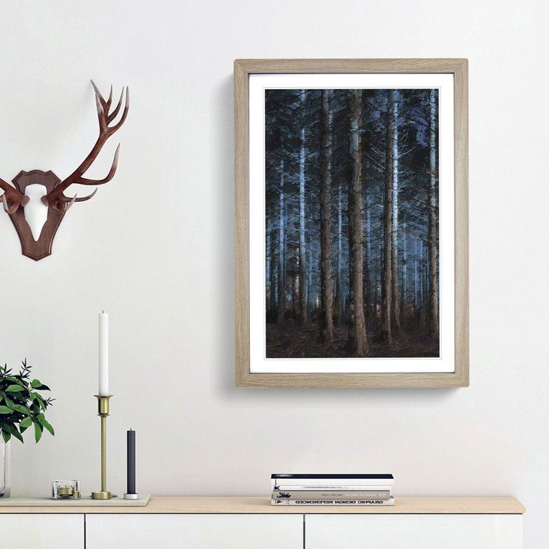 Evening Forest - Picture Frame Painting Print, 65cm H x 48cm W x 2cm D, Oak Framed