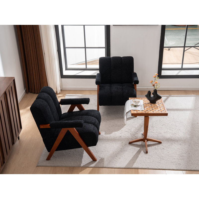 Chaise d'appoint rembourrée (ensemble de 2), Noir, 2