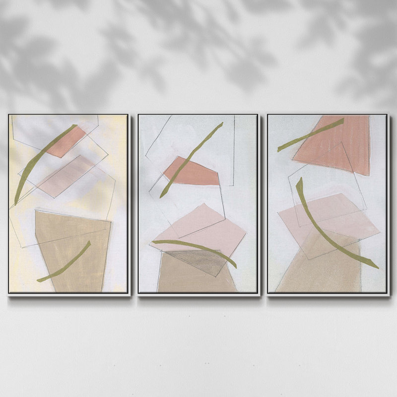 Nude Gold Shapes I 3 pièces, Blanc, H 27 po x l 54 po