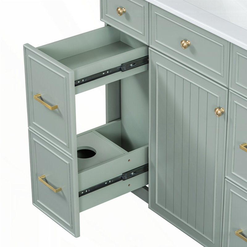 Meuble-lavabo 36 po avec lavabo en céramique, Vert