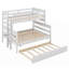 Lit superposé simple au-dessus d'un lit double avec lit gigogne en bois