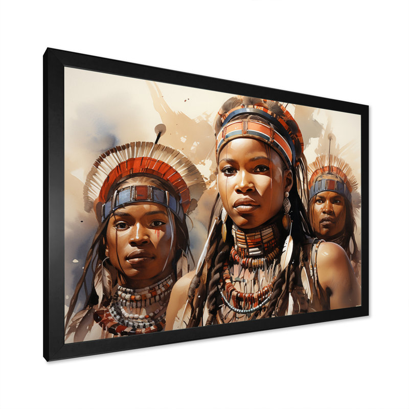 «African Zulu Dancers II» sur toile, H 34 po x l 44 po x P 1,5 po, Cadre photo noir