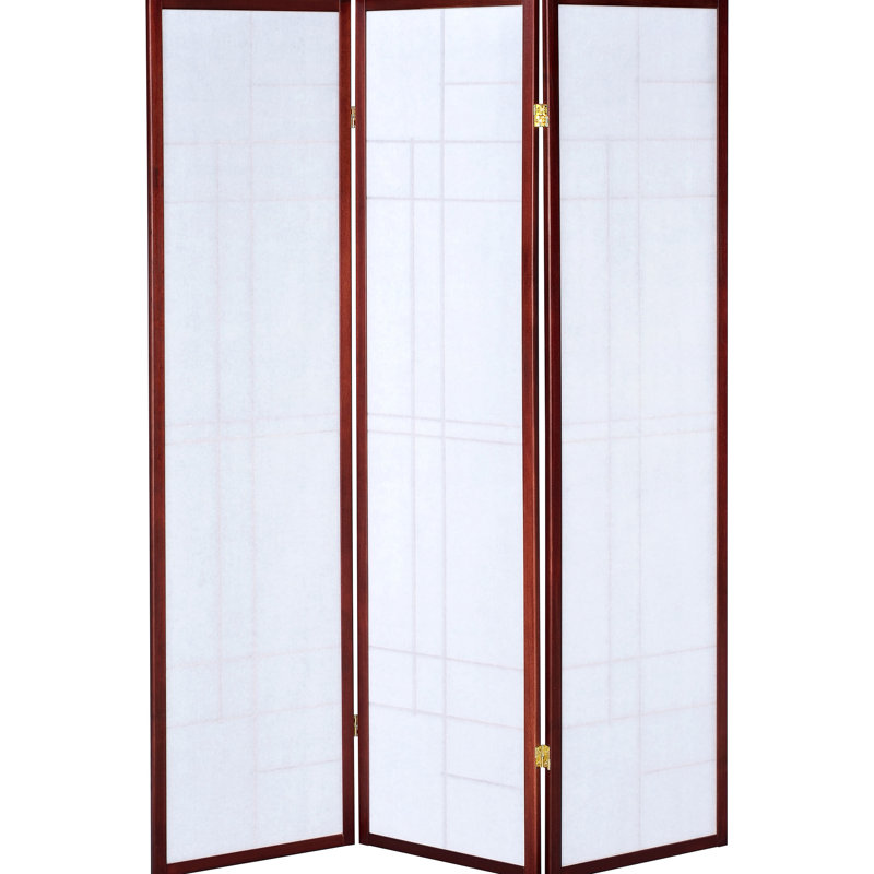 3 - Panel Folding Screen For Room Division In Brown And White Tones, Construction, 72.04 Inches High A Sophisticated Look Space Partition, Fabric, Stylish Decoration