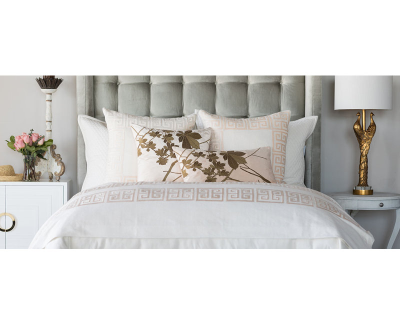Guy Geometric Feather Throw Pillow, Ivory