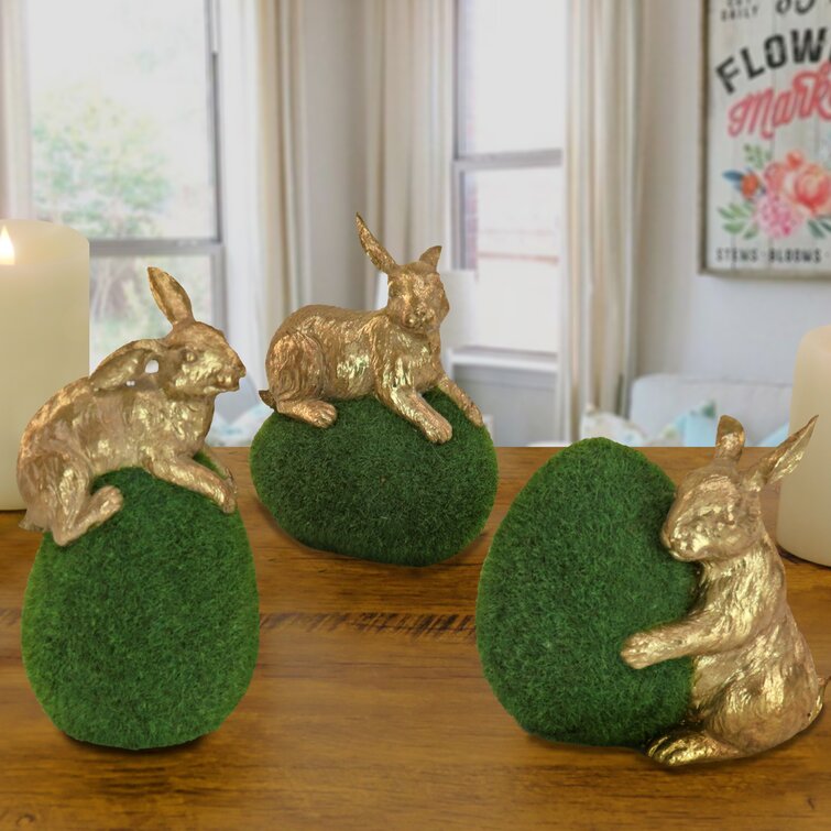 The Twillery Co.® 3 Piece Gold Bunny With Green Moss Egg Set & Reviews