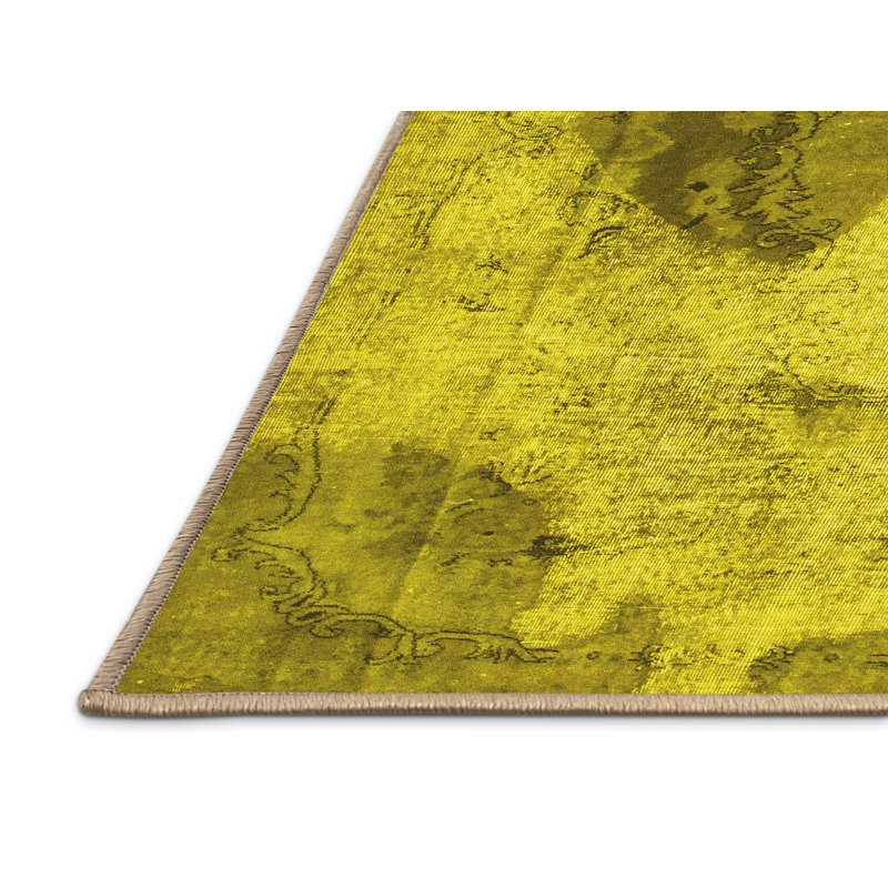 Tapis contemporains jaunes lavables à la machine 317, Rectangle 8 pi x 10 pi