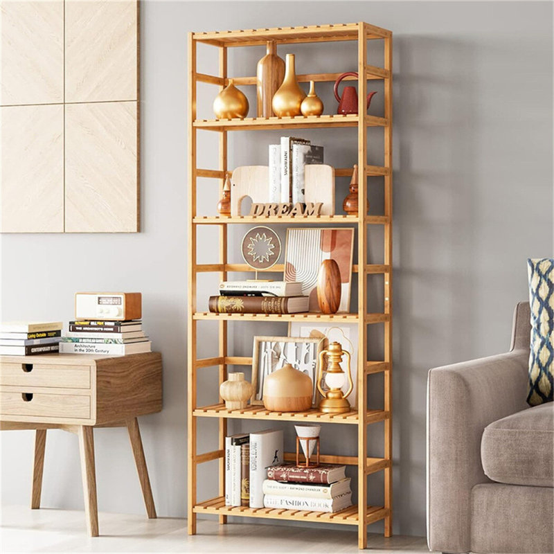 Pravya 161cm H x 26cm W Bamboo / Rattan Bookcase
