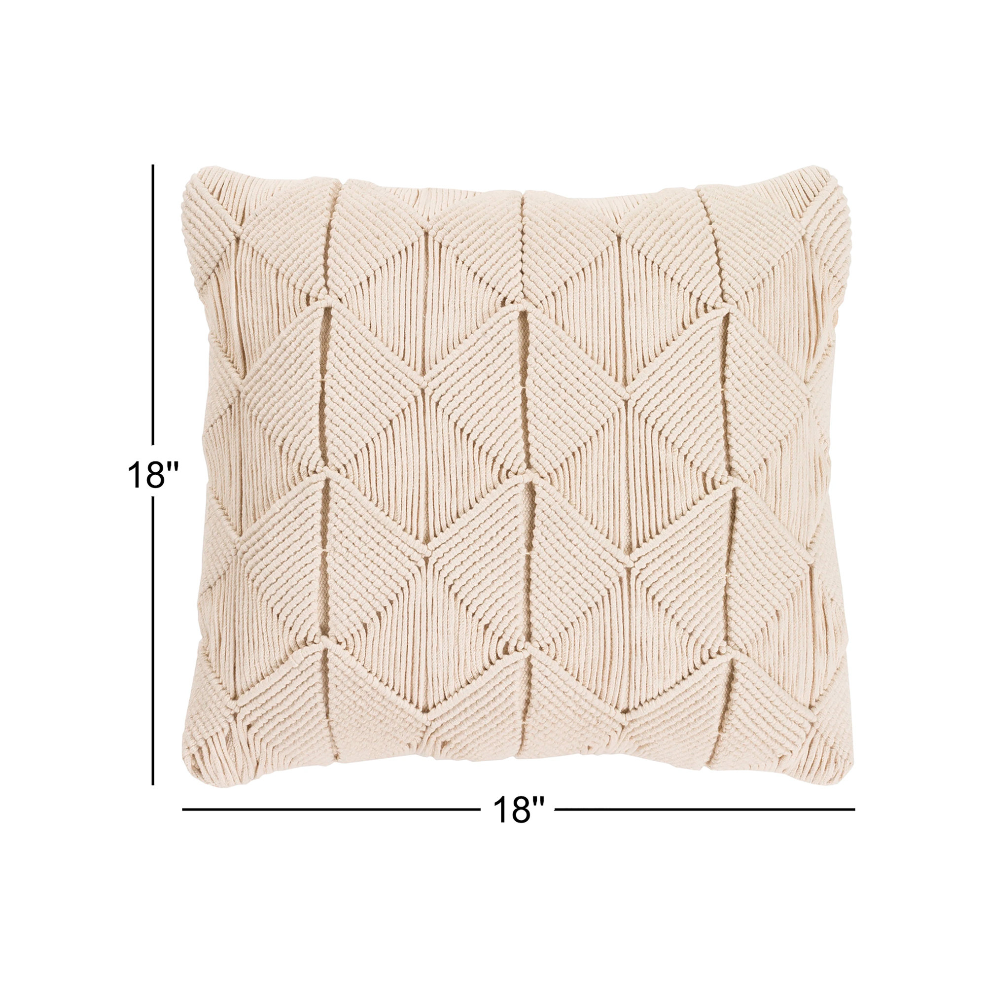 Migramah Cotton Throw Pillow, Cream, No Fill, 18" x 18"