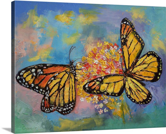 «Kidham Monarch Butterflies» par Michael Creese, reproduction d'art sur toile, H 16 po x l 20 po x P 1,25 po