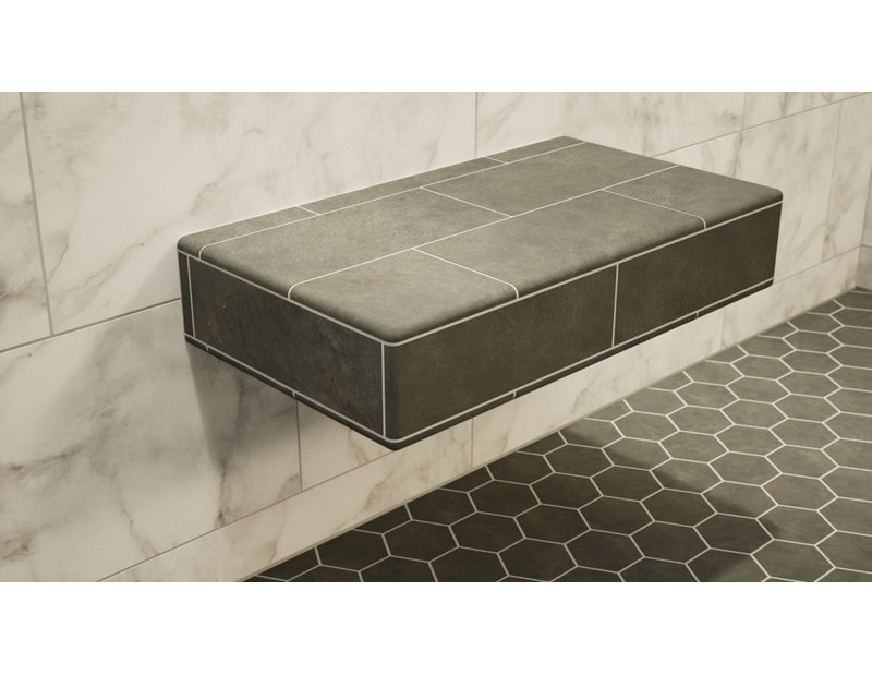 The Original Floating Shower Bench Kit with Orange Waterproof Board and Original Shower Bench Bracket , 4" H x 46" W x 12" D