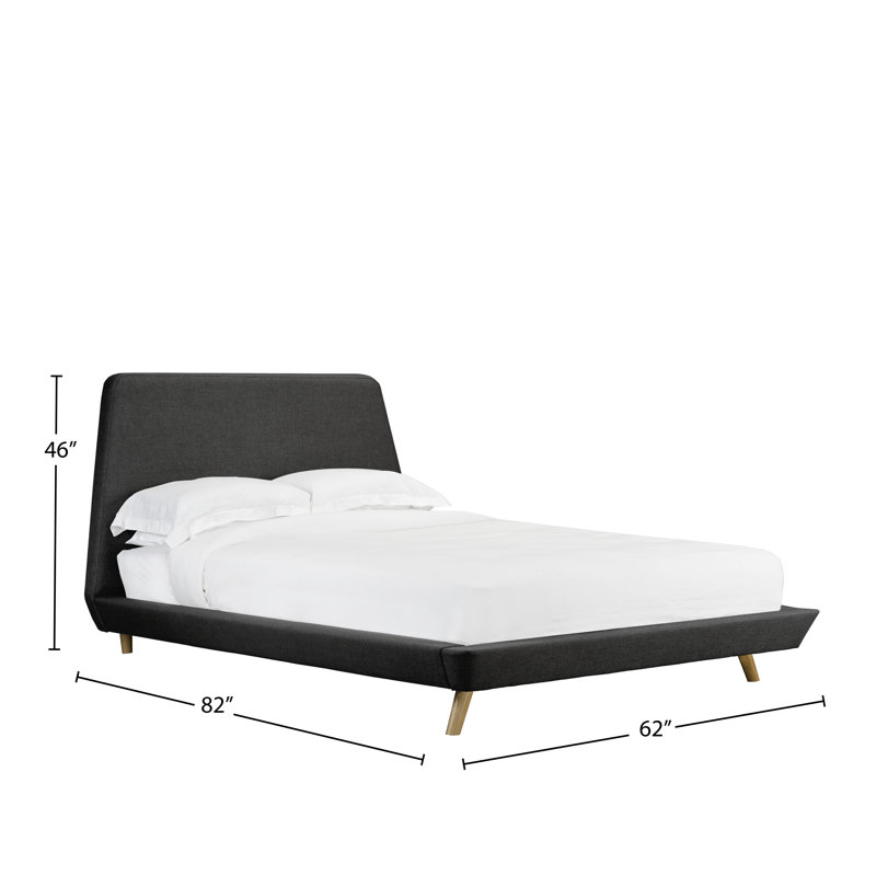Lit plateforme en tissu d’ameublement Broughton, Double, Noir