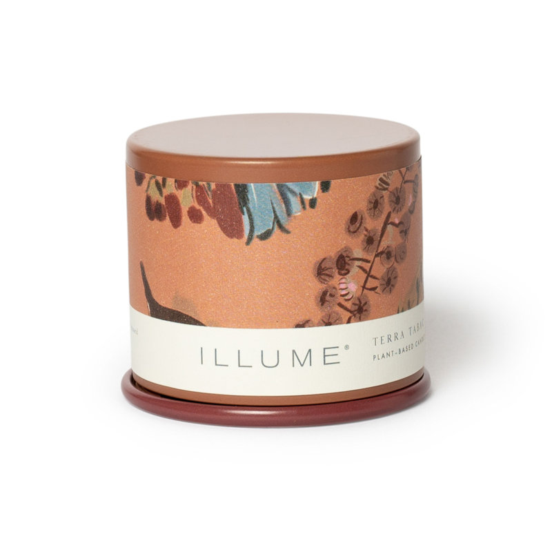ILLUME Beautifully Done Essentials Terra Tabac Statement Glass Scented Candle, Demi Vanity Tin