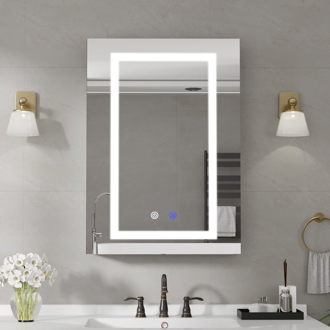 Bathroom Mirror Cabinets Led Lights, Bathroom Wall Cabinet with Led Mirror with Storage, 30Hx24W, 3corlors Led Light, Home Medical Cabinet with Digita