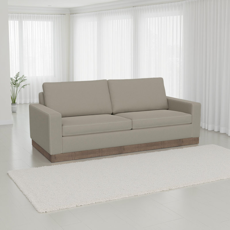 Causeuse Jeni, 2 coussins décoratifs, moderne 64 po, H 36,25 po x l 89,5 po x P 39 po, polyester, Gris amande