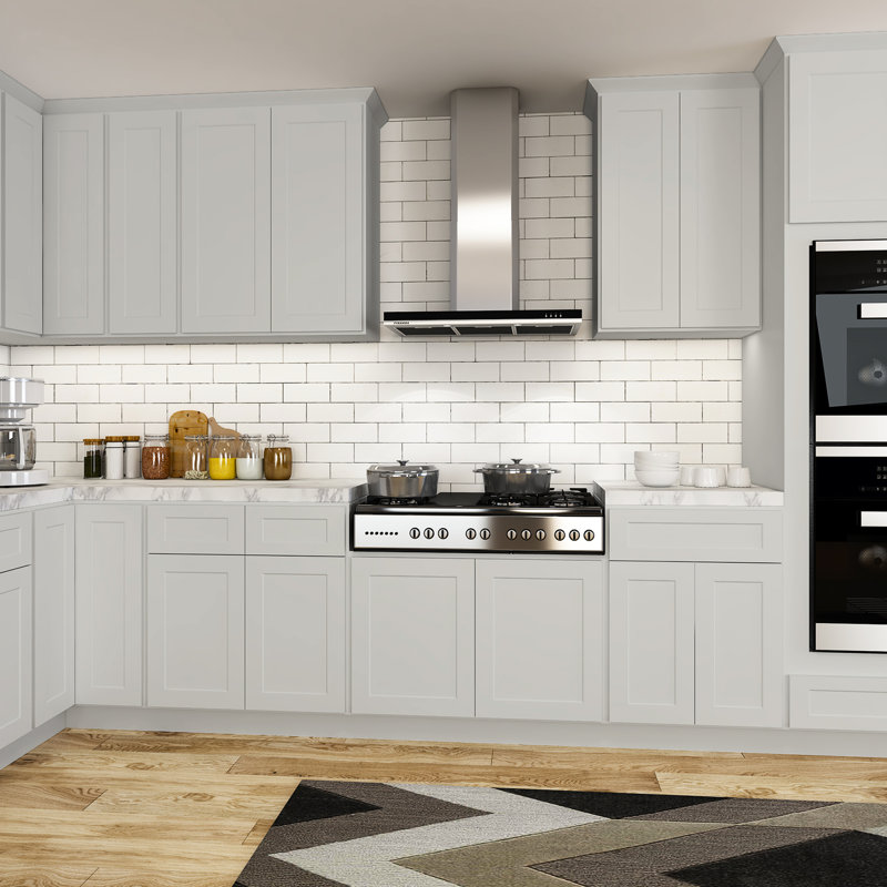 Armoire de cuisine en contreplaqué 18 po x 24 po x 34,5 po - Compartiment spacieux gris avec 1 porte, tablettes réglables, fermeture silencieuse silencieuse dans l'espace de rangement intérieur abondant,