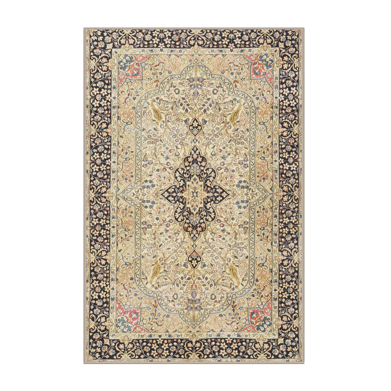 Tapis noir/beige traditionnel Bayville, Rectangle 5 pi x 7 pi