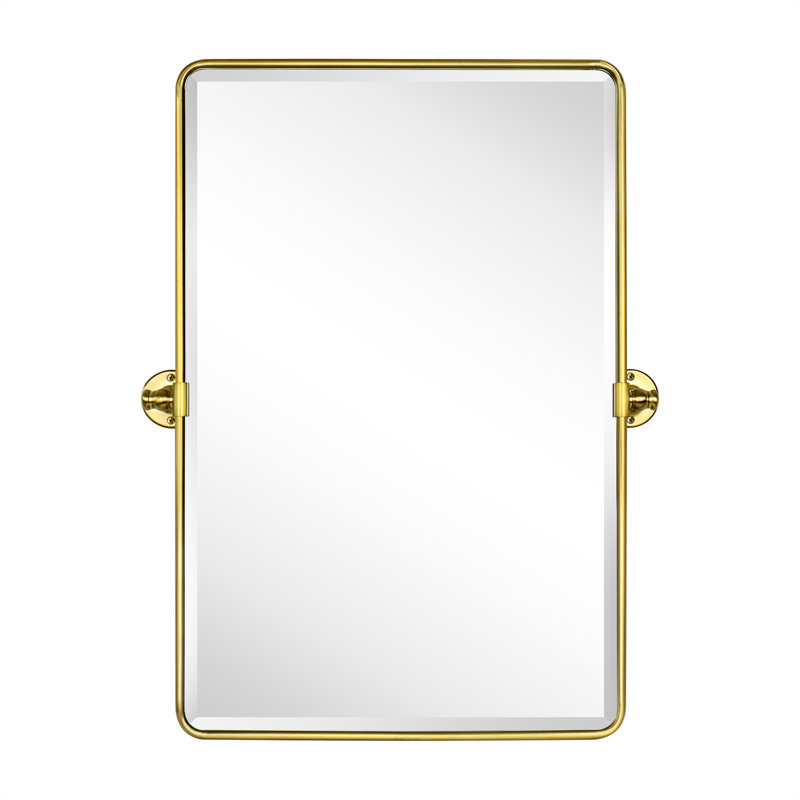Woodvale Metal Framed Beveled Pivoting Wall Mirror, Matte Black, 35" x 23"