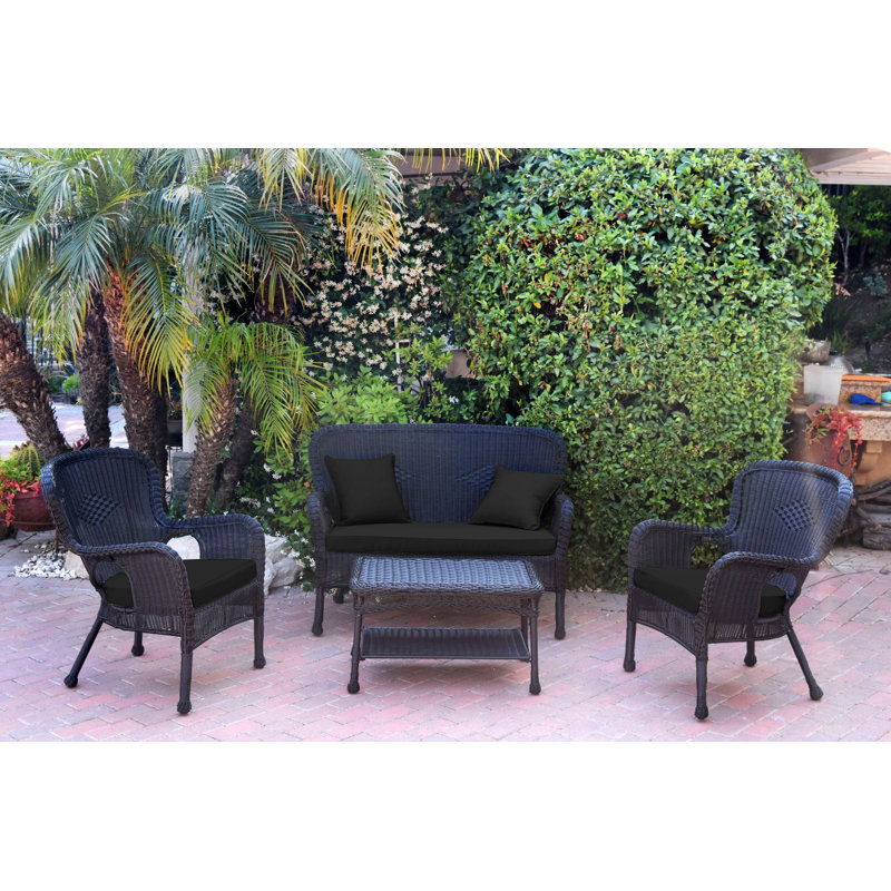 Ensemble de canapé avec coussins 4 pièces Bellas, Noir, Noir