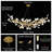 14-Light 55" Dimmable Gold Ginkgo Leaf Kitchen Island Chandelier Ceramic Tree Branch Pendant Light