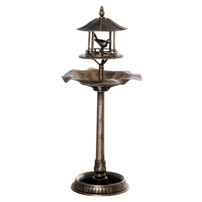 Adila 3-in-1 Garden Bird Bath Bowl Pedastal with Bird Feeder, Large Water Basin, & Underneath Flower Planter