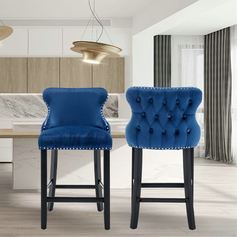 Jeena Upholstered Counter Stool, Blue
